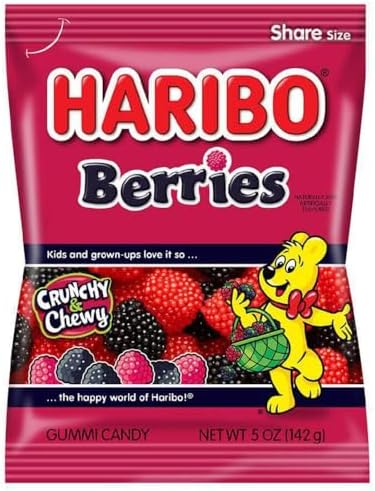 Haribo Gummi Raspberries 5 oz Bag Candy Gummy