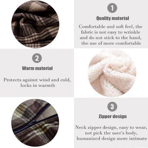 Wheelchair Warmer Blanket, Semi-Wrapped Wheelchair Warmer Blanket, Fleece Wheelchair Blanket for Adults with Hat, Suitable for Most Adults, Brown