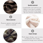 Wheelchair Warmer Blanket, Semi-Wrapped Wheelchair Warmer Blanket, Fleece Wheelchair Blanket for Adults with Hat, Suitable for Most Adults, Brown