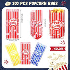 Yungyan 300 Pcs Popcorn Bags Bulk 1oz Grease Resistant Paper Snack Bags in Red Yellow Dark Blue for Party Movie Night Carnival Concession Stand Supplies