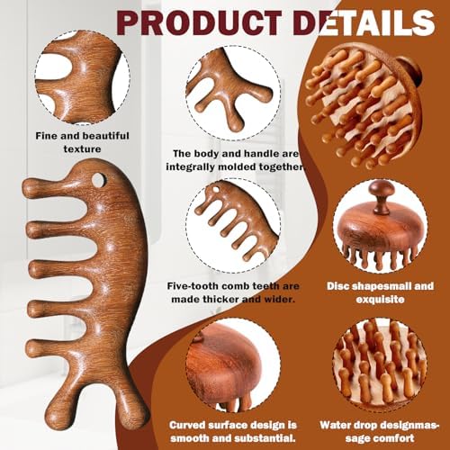 2 Pcs Bamboo Scalp Massager Stress,Wooden Scalp Massager Comb,Hair Growth,Scalp Massage Tool,Hair Massager Scalp Relief, Portable Head Massage Tool with Ergonomic Design