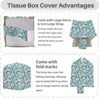 Tissue Box Cover, Tissue Box Holder, Square PU Leather Aesthetic Daisy Desk Decor for Home, Office, Bedroom, Coffee Table, Car, Dresser, Bedside, Tissues Cube Boxes Holder Office Desk Accessories