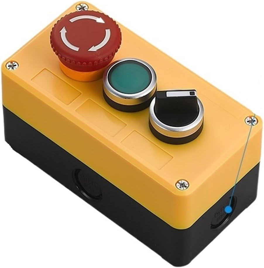 Button Switch Control Box Plastic Hand-held self-Start Button Waterproof Box Electrical Industrial Emergency Stop LA38 (Color : 3-04)