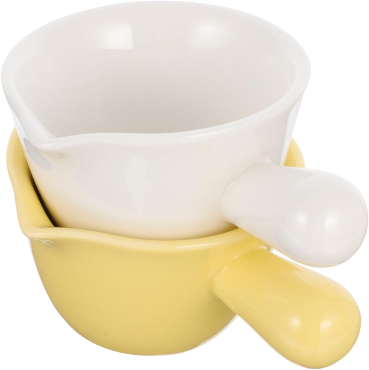 IMIKEYA 2pcs Long Handle Seasoning Bowl Set Condiment Dish Solid Handle for Sauces Vinegar and Snacks for Home Cooking and Entertaining