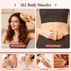 2 PCS Meridian Massage Brushes, Wood Therapy Massage Tools with Essential Oil, Handheld Meridian Brush for Belly Fat, Full Body Relaxation Cellulite Pressure Brushes for Legs, Arms, Back (Brown)
