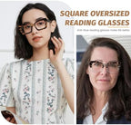 JiSoo Oversized Blue Light Readers for Women - Cool Womens Reading Glasses Chunky Thick Large Reading Glasses