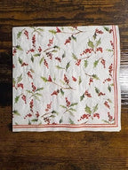IHR Ideal Home Range Cocktail Napkins Disposable 3-Ply Paper Party Napkin Pack, 5" x 5", Christmas Ilex Berries, 20-Count