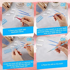 Boao 61 Pcs Tooth Gem Kit DIY Jewelry Dental Gems Reflective Teeth Diamonds Set Artificial Crystal Ornaments Jewel with Applicator Sticks Dot Drill Pen Cotton Sticks(White,Colorful,Blue)