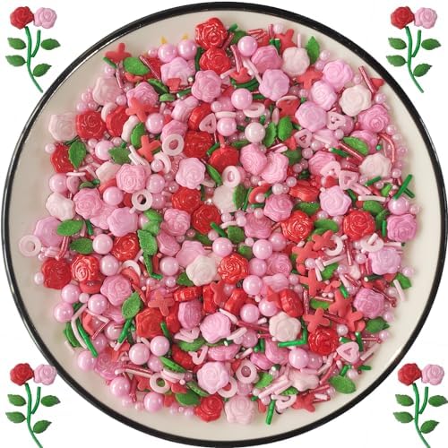 Candy Valentine's Day Rose Edible Cake and Cupcake Sprinkles Cake Topper Sprinkles Decoration Candy Cupcake Dessert Cookie Holiday