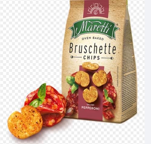 Maretti Bruschette Bites Salami Pepperoni Flavored Oven Baked Chips, 70g x 2