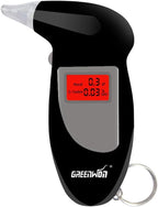 GREENWON Battery Powered Breathalyzer Keychain Digital Alcohol Tester Detector Breath Analyzer Audible Alert Portable with LCD Display and Replacement Mouthpiece Personal Use G/Black…