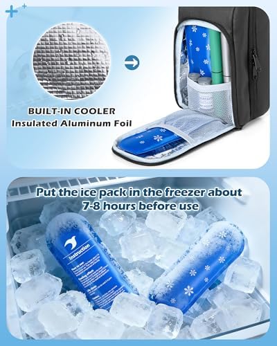 Diabetes Travel Case with 2 Ice Packs, Insulin Cooler Travel Case with Multiple Pockets and Buckle Handle, Black