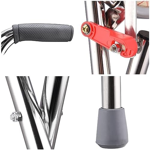 AW Lightweight Folding Walking Cane Stick with Seat Four Legged Portable Travel Hiking Chair Stool Eldely Care Aid