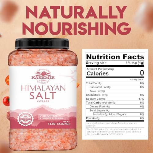 LA SALT CO Kashmir 5 Lbs Pink Himalayan Salt Bulk Jar, Coarse | 100% Pure, Food Grade with 84 Trace Minerals | Kosher Certified, Vegan, Non-GMO, & Cruelty-Free