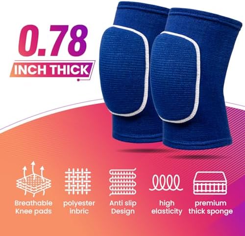 Volleyball Knee Pads,Knee Pads for Women,Men,Kids,Girls,Knee Brace for Basketball Volleyball Football Dance Yoga Tennis Running Cycling Workout Climbing (Blue, Medium)