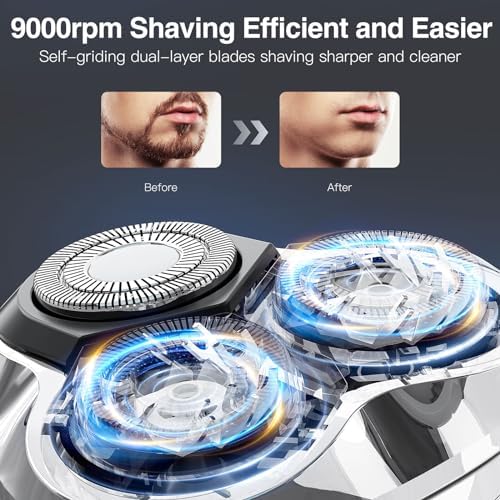YIRISO Electric Razor for Men, 90Min Long-Lasting Rotary Shaver with 4D Floating Head & LCD Display, Ultra Smooth for Sensitive Skin, IPX6 Waterproof, USB-C Fast Charge, with Travel Case - Ideal Gift