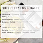 Citronella Essential Oil 100ML, 100% Pure Natural Citronella Oil Premium Grade Aromatherapy Oil for Skin Hair Care, Homemade Sprays, Diffuser, Air Freshening, Massage, Candle and Soap Making