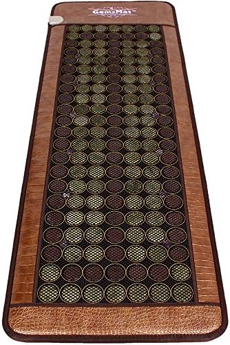 Henri- Far Infrared 12 Amethyst, 90 Jade, 64 Tourmaline Bead Heat Stone Mat (72" L x 24" W) - Adjustable Timer & Temperature - Heating Pad