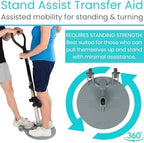 Vive Patient Turner - Turn Transfer Aid for Elderly - Mobility Sit to Stand Device for Transferring from Bed, Seat & Wheelchair - Pivot Disc 360 Degree Rotation w/Handle - Standing Aids & Supports