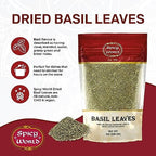 Dried Basil Leaves 7oz (200g) - Natural, Non-GMO, Vegan, Ayurveda Herb - by Spicy World