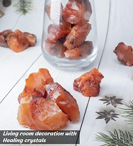 Crocon 1LB Carnelian Rough Bulk Natural Stone Raw Stone Tumbling Cabbing Polishing Mining Chakra Balancing Reiki and Crystal Healing Good Luck Home Office Decor
