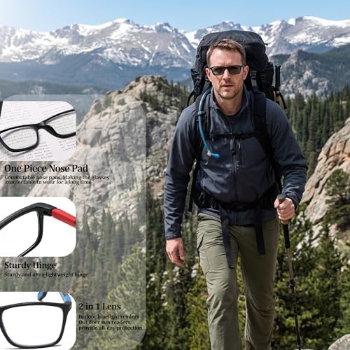 Reading Glasses Men 3 Pack Blue Light Blocking Readers Sporty Style Outdoor Photochromic Lens Readers