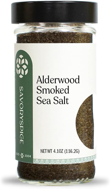 Savory Spice Alderwood Smoked Sea Salt (4.1 oz) - Coarse Natural Smoked Salt for Beef, Chicken, Fish & Vegetables