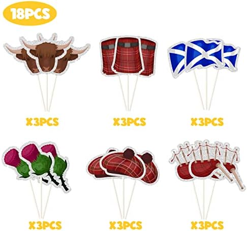 Scotland Themed Cupcake Toppers, Scottish Sign - Western Cowgirl Birthday Party Decor - Scottish Baby Shower Party Decoration