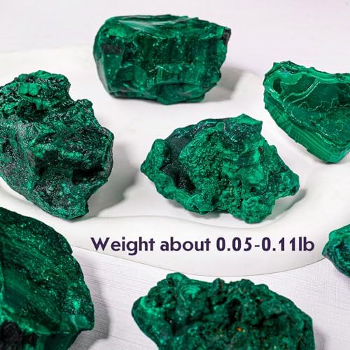 Apengshi Natural Malachite Crystal Stone 0.05-0.11lb Raw Malachite Stone Irregular Rough Malachite Mineral Specimen Original Shape Healing Crystal Gem Worry Relief Stress with Gift Box