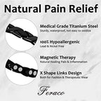 Feraco Magnetic Bracelet for Women Titanium Steel Magnetic Therapy Bracelet with Neodymium Magnets, Unique X Shape Links (Black)
