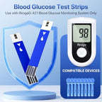 Riroga Blood Glucose Test Strips, 100 Count Blood Sugar Test Strips for Diabetes, 100 Counts Blood Lancets, Only Blood Glucose Monitoring System G-421