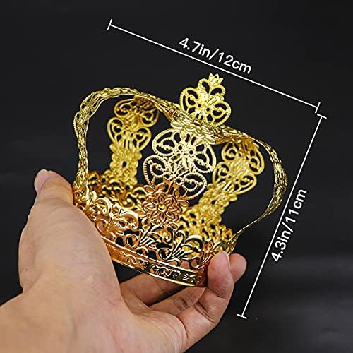 DOERDO Crown Cake Topper Decor Baking Dessert for Wedding Birthday Prince Themed Baby Shower Party Supplies, Gold