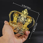 DOERDO Crown Cake Topper Decor Baking Dessert for Wedding Birthday Prince Themed Baby Shower Party Supplies, Gold