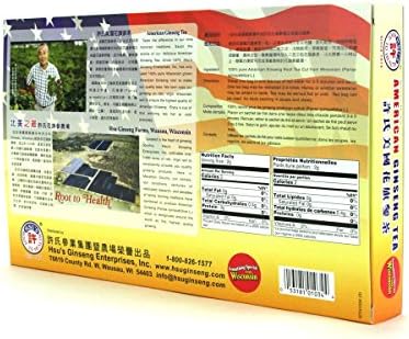 Hsu’s American Ginseng Tea Bags | 100% Wisconsin-Cultivated Caffeine Free, Vegan, Gluten Free Herbal Wellness Tea- 20 bags