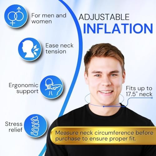 Cervical Traction Device – Inflatable & Adjustable Neck Stretcher Pillow for Instant Neck Traction Pain Relief – Neck Decompression Devices for Home Use