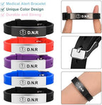 Medical Alert Bracelet for Women Men, Adjustable Medical Alert ID Silicone Wristband for Diabetic D.N.R Pacemaker Epilepsy