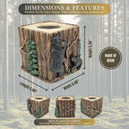 Woodland Bears Around The Tree Square Tissue Box Cover – Rustic Resin Bear-Themed Tissue Holder for Cabin & Lodge Décor