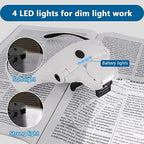 Head Magnifying Glass with 4 LED Lights, Rechargeable Head Magnifier with 5 Detachable Lenses 1X, 1.5X, 2X, 2.5X 3.5X - Hands Free Lighted Magnifier Glass for Jewelry, Crafts, Cross Stitch