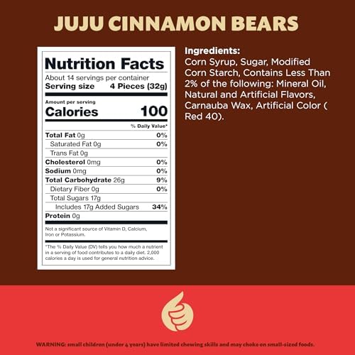 Cinnamon Bears | 1 Pound Pack | Classic JuJu Bears Gummy Candy | Old Fashioned Candy | Sweet and Spicy Treat for Snacking, Gifting and Party Favors