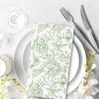 80Pcs Green Floral Birds Paper Guest Napkins Flower Bathroom Napkins Vintage Disposable Hand Towel Napkin for Home Holiday Party Supplies