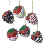 The Bridge Collection Chocolate Covered Strawberry Ornaments - Set of 6 - Assorted Foam Squishy Chocolate Strawberries Ornaments - Candy Food Decor