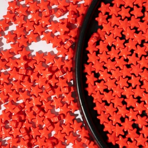 NIPEOR Christmas Edible Red Star Sprinkles for Cupcake Decorations,Edible Pearl Sprinkles 4.6oz/130g,Star Sprinkles for Cake Decorating,Cupcake Red Sugar Candy (Small red star)