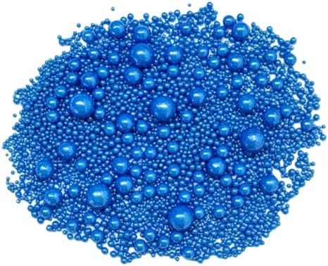 Edible Pearl Sugar Sprinkles Royal Blue Candy Mixing Size Baking Edible Cake Decorations Cupcake Toppers Cookie Decorating Celebrations Wedding Valentines Easter Halloween Christmas Supplies 120g/ 4.23oz