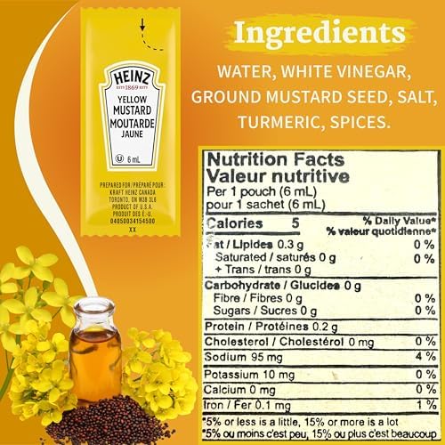 Heinz Condiment Packets Ketchup and Mustard (100 Total; 50 Each Flavor)