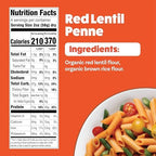 EXPLORE CUISINE Organic Red Lentil Penne - High Protein & Fiber, Gluten Free Pasta, Easy to Make - Organic, Non GMO - 24 Total Servings, 8 Ounce (Pack of 6)