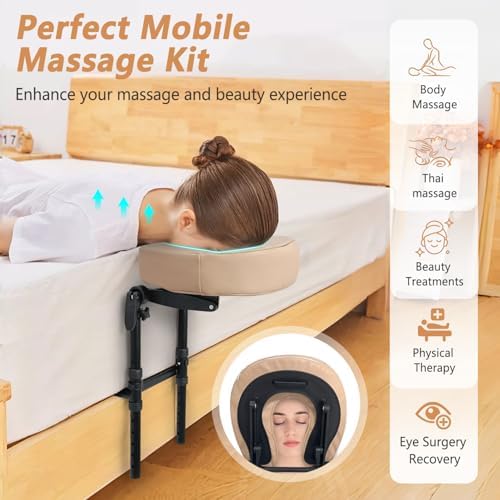 Massage Headrest for Bed Face Cradle, Home Mattress Top Massage Kit Face Down Pillow, Massager Head Rest for Mattress, After Eye Surgery Recovery Equipment, Head Cradle and Face Rest Support Cushion