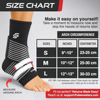 Sleeve Stars Ankle Brace for Women & Men, Ankle Wrap for Sprained Ankle, Compression Sleeve for Plantar Fasciitis Relief, Easy Customizable Support: w/Removable Strap (Single/L:12"-13"/Black)