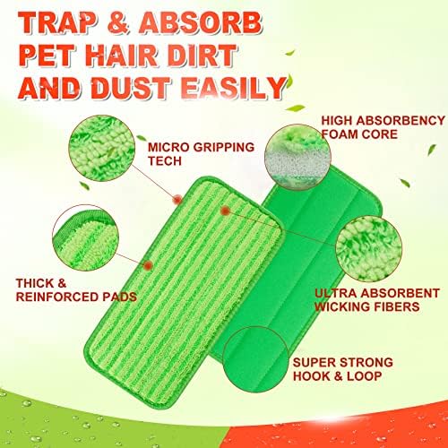 Reusable Mop Pad Wet Jet Refills Compatible with Swiffer WetJet Mop, 4 Pack Wet Jet Pads, Microfiber Mop Pad Refills for Floor Mopping and Cleaning, Wet & Dry Use for Swiffer Wet Jet Pads