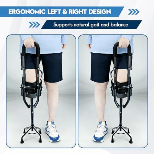 Hands Free Knee Crutch with Safety Kneepad, Pain Free Adjustable Peg Leg Crutch Alternative to Crutches & Knee Scooters for Foot,Ankle Lower Leg Injuries,Not for Elderly or Balance-Impaired