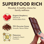 Macalat Raspberry Bar, Sugar-Free Sweet Dark Chocolate with Organic Raspberry, 70% Peruvian Organic Cacao Bar, Plant-Based, Non-GMO, Bitter-Free Allulose and Monkfruit Chocolate Bar, 1.5 oz 5 bar